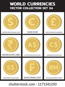  Currency icon illustration vector : SET 3a, symbols, signs, emblems Vector illustration design, art.
