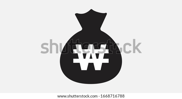 通貨のアイコン 韓国ウォンのアイコン 韓国ウォンとお金袋のアイコン ベクターイラストのアイコン のベクター画像素材 ロイヤリティフリー