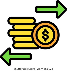 Currency Icon Lineal Color Vector Illustration