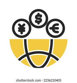 icono de moneda en el fondo aislado. conjunto de iconos financieros