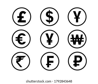 Currency icon set design illustration eps10 vector