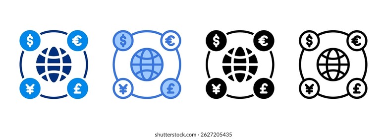 Currency Icon Set Multiple Style Vector Illustration