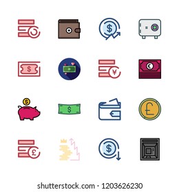 currency icon set. vector set about coins, wallet, money and profits icons set.