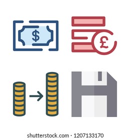 currency icon set. vector set about pound sterling, coin stack, save and money icons set.