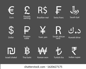 Currency, icon set. Vector illustration, flat design.
