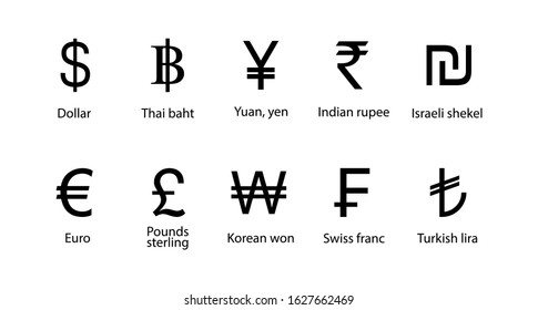 Currency Symbol Icon Set Vector Illustration Stock Vector (Royalty Free ...