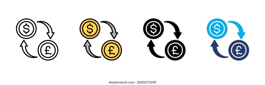 Currency icon sheet multiple style collection