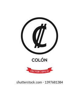 currency icon in trendy flat style, COSTA RICA currency symbol 