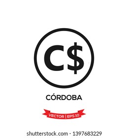 currency icon in trendy flat style, NICARAGUA  currency symbol