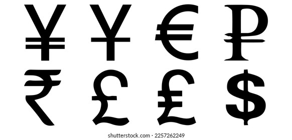 currency icon. white backcground black color currency symbol