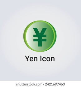 Vector de ilusión del botón de logotipo Yen del icono de moneda