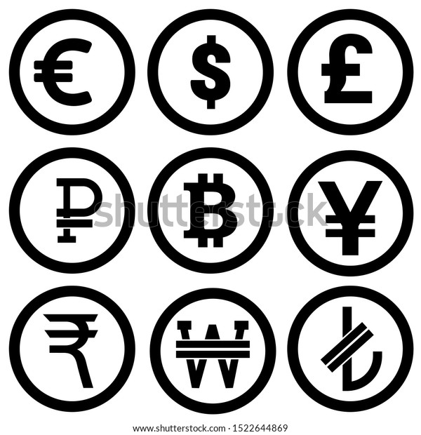 Currency Icons Collection Currency Symbols Dollar Stock Vector (royalty 