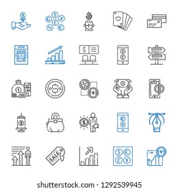 currency icons set. Collection of currency with bitcoin, coins, profits, supermarket, vector, exchange, salary, purse, funds, online payment. Editable and scalable currency icons.