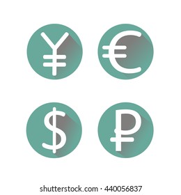 Currency icons set illustration - stock vector