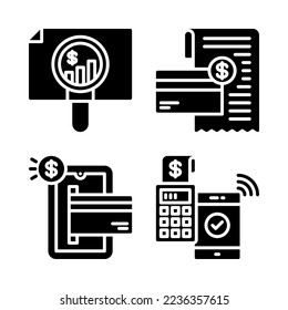 Currency Icons Set = stock market, bill, mobile payment, cashless. Perfect for website mobile app, app icons, presentation, illustration and any other projects.