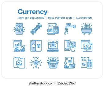 Currency Icons Set. UI Pixel Perfect Well-crafted Vector Thin Line Icons. The illustrations are a vector.
