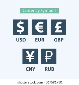 Currency Icons Set. World Money Symbols.