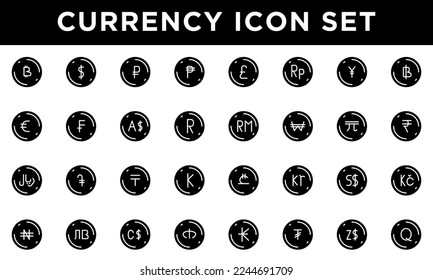 Currency Icons solid style vector design