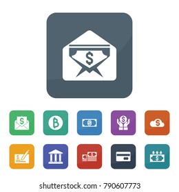 Currency icons. vector collection filled currency icons such as money, devaluation, money insurance, check, dollar, bank, coin