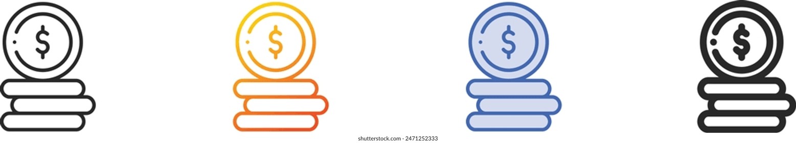 currency icon.Thin Linear, Gradient, Blue Stroke and bold Style Design Isolated On White Background