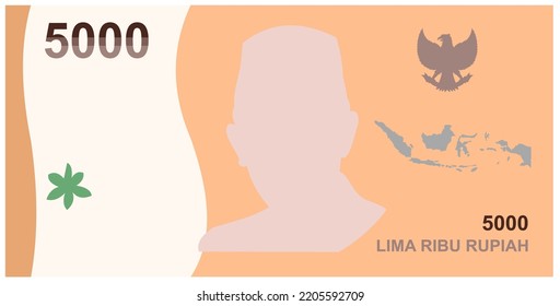 Currency of Indonesia. 5000 Indonesian Rupiah Banknotes paper money vector logo illustration and design. Indonesia business, payment and finance element. Can be used for web, mobile, infographic