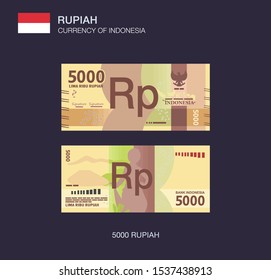 Currency of Indonesia. Flat vector illustration of indonesian five thousand rupiah.