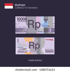 Moneda de Indonesia. Ilustración vectorial plana de diez mil rupias indonesias.