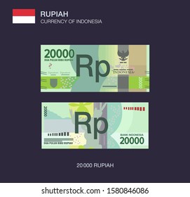 Währung Indonesiens. Flache Vektorillustration Illustration der indonesischen zwanzigtausend Rupiah.