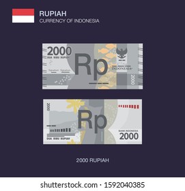 Moneda de Indonesia. Ilustración vectorial plana de dos mil rupias indonesias.