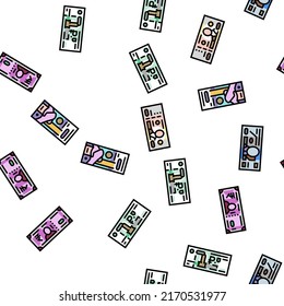 Currency International Finance Vector Seamless Pattern Thin Line Illustration