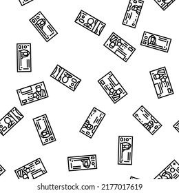 Currency International Finance Vector Seamless Pattern Thin Line Illustration