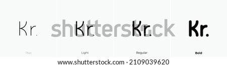 currency krone danish icon. Thin, Light Regular And Bold style design isolated on white background