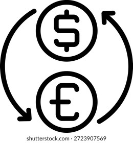 Vector de ilustración de icono de línea de moneda