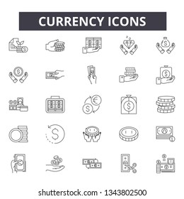 Currency line icons for web and mobile design. Editable stroke signs. Currency  outline concept illustrations