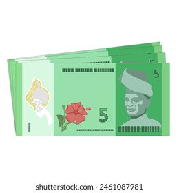 Currency of Malaysia, MYR banknote paper money cash Ringgit Malaysia RM5