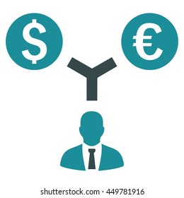 Currency Management vector icon. Style is bicolor flat symbol, soft blue colors, white background.