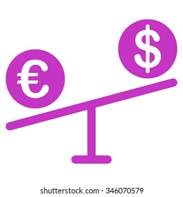 Currency Market vector icon. Style is flat symbol, violet color, rounded angles, white background.