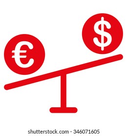 Currency Market vector icon. Style is flat symbol, red color, rounded angles, white background.