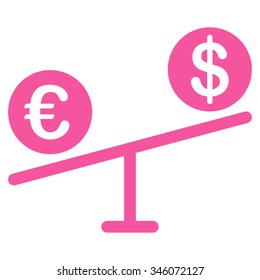 Currency Market vector icon. Style is flat symbol, pink color, rounded angles, white background.