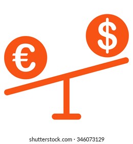 Currency Market vector icon. Style is flat symbol, orange color, rounded angles, white background.