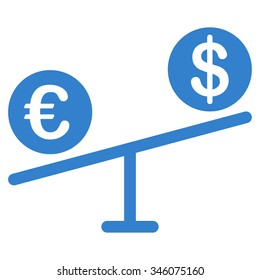 Currency Market vector icon. Style is flat symbol, cobalt color, rounded angles, white background.