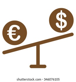 Currency Market vector icon. Style is flat symbol, brown color, rounded angles, white background.