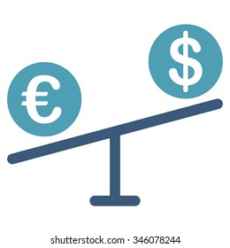 Currency Market vector icon. Style is bicolor flat symbol, cyan and blue colors, rounded angles, white background.