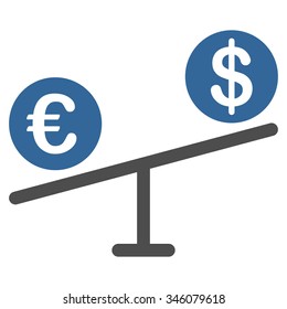 Currency Market vector icon. Style is bicolor flat symbol, cobalt and gray colors, rounded angles, white background.