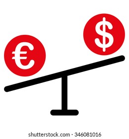 Currency Market vector icon. Style is bicolor flat symbol, intensive red and black colors, rounded angles, white background.