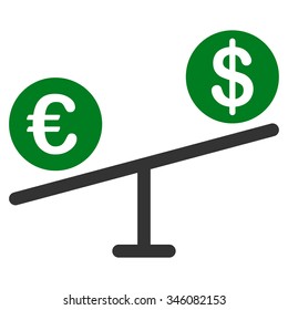 Currency Market vector icon. Style is bicolor flat symbol, green and gray colors, rounded angles, white background.