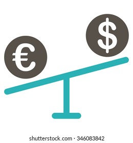 Currency Market vector icon. Style is bicolor flat symbol, grey and cyan colors, rounded angles, white background.