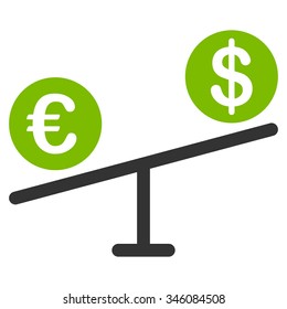 Currency Market vector icon. Style is bicolor flat symbol, eco green and gray colors, rounded angles, white background.