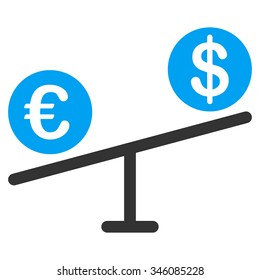 Currency Market vector icon. Style is bicolor flat symbol, blue and gray colors, rounded angles, white background.