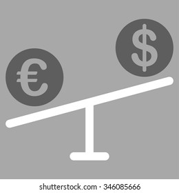 Currency Market vector icon. Style is bicolor flat symbol, dark gray and white colors, rounded angles, silver background.